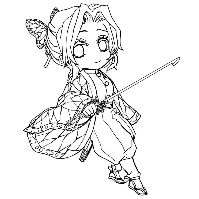 Anime tranh tô màu shinobu chibi thu hút người mê anime cực mạnh