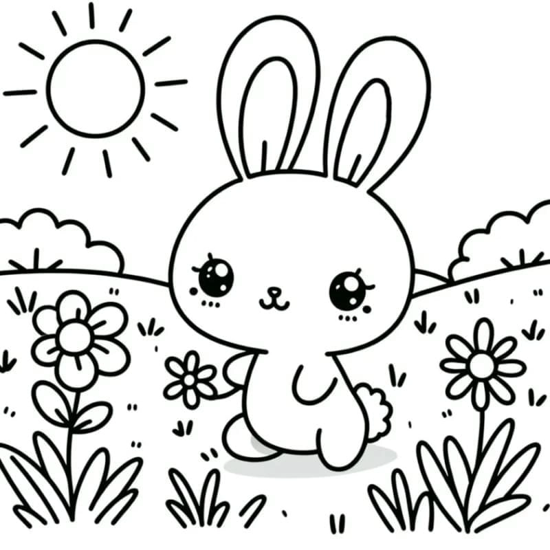 Tranh tô màu thỏ chibi cực dễ thương và dễ tô cho trẻ nhỏ