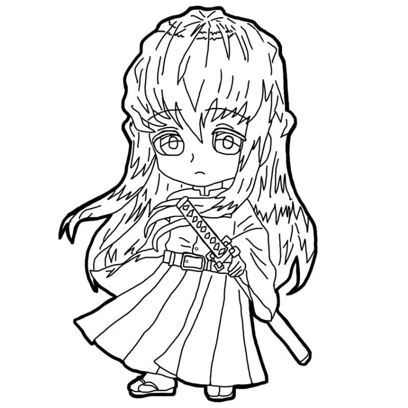 Tranh tô màu muichirou chibi tô cùng nhân vật lặng lẽ đầy bí ẩn