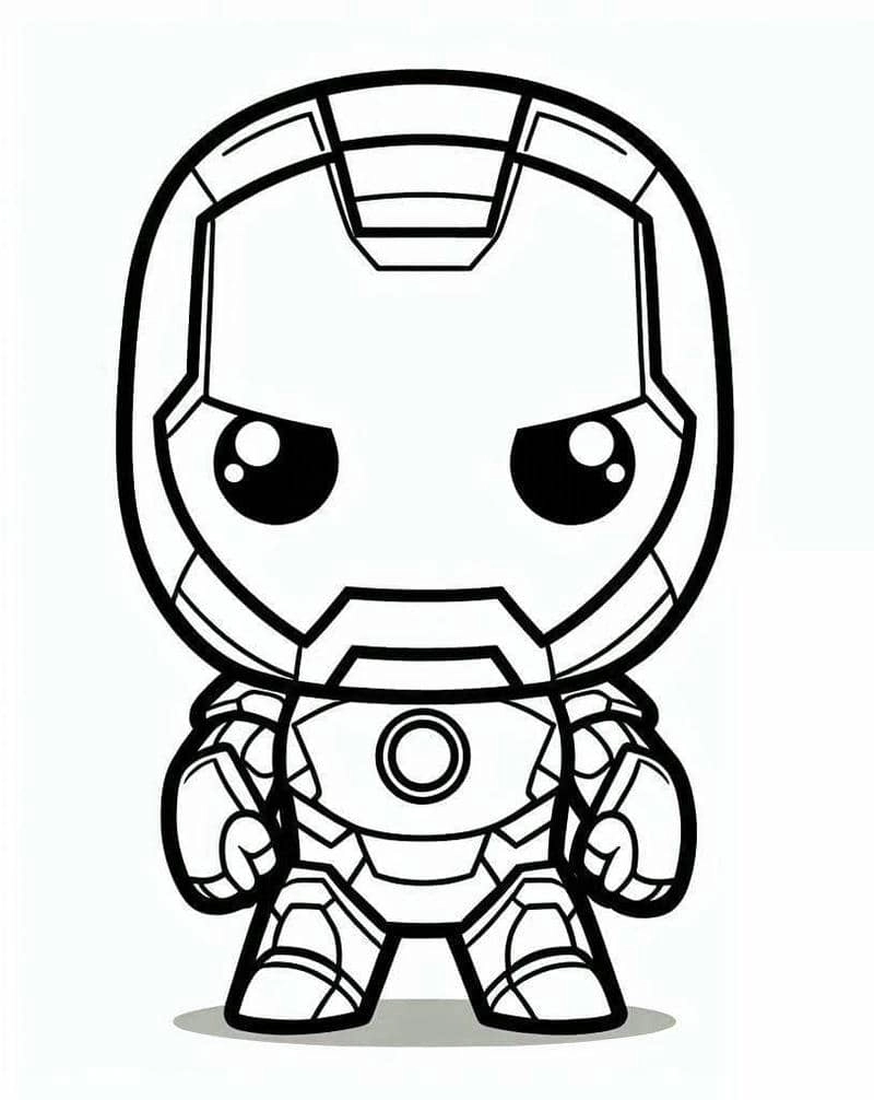 Tranh tô màu iron man chibi cho bé mê siêu anh hùng sáng tạo