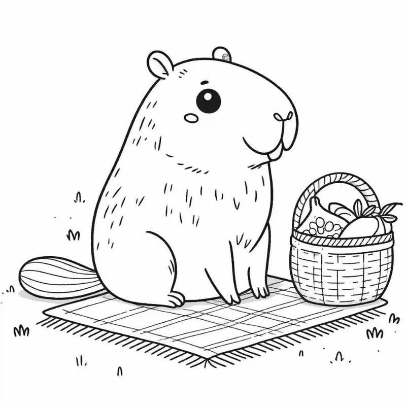 Capybara chibi tranh tô màu capybara chibi đơn giản và đáng yêu cho bé