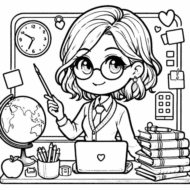 Bé tập tô tô màu cô giáo và các bạn với chủ đề trường lớp