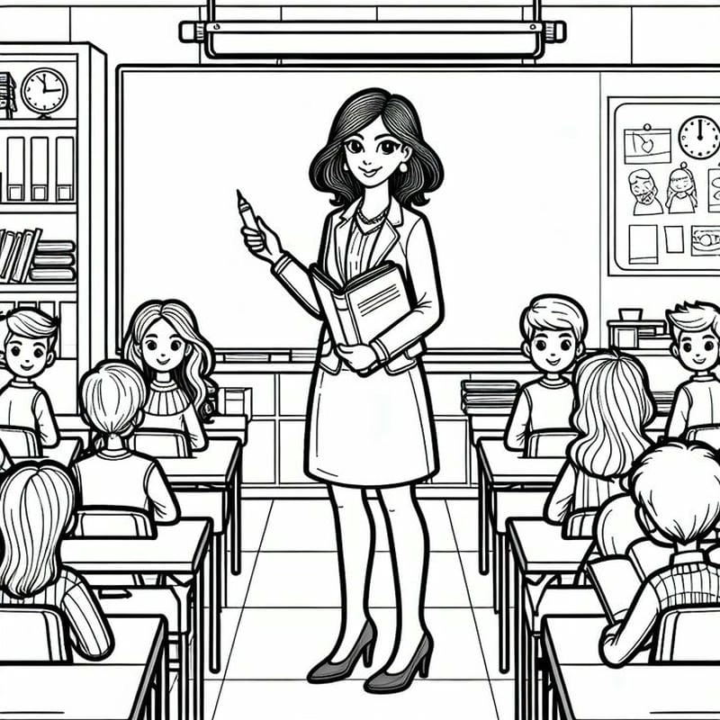 Gợi ý tranh hình ảnh tô màu cô giáo sinh động dễ hiểu