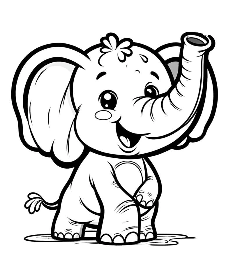 Tuyển chọn 50 mẫu tranh tô màu con voi rõ nét cho bé voi tô màu