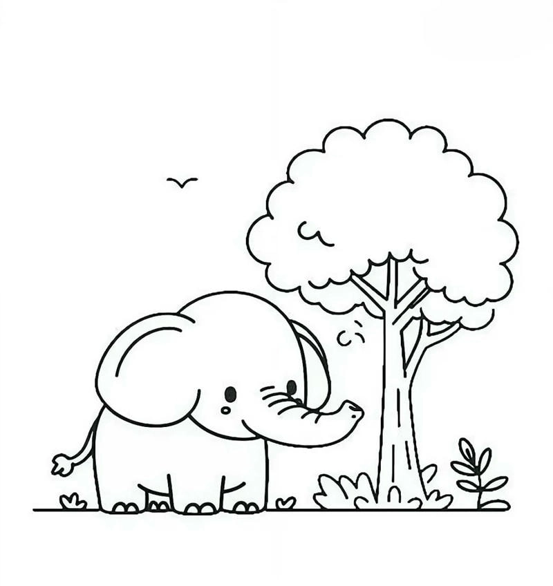 Bộ hình con voi cho bé tô màu phù hợp cho mọi độ tuổi trong tranh tô màu con voi