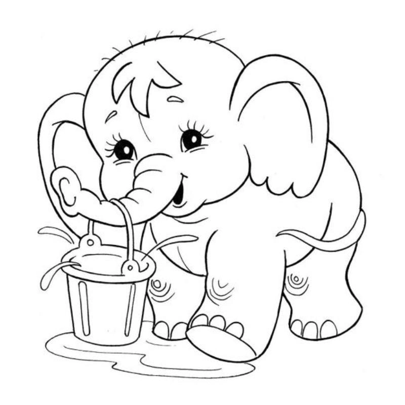 Tải ngay tranh tô màu con voi rõ nét giúp bé nhận diện con voi tô màu