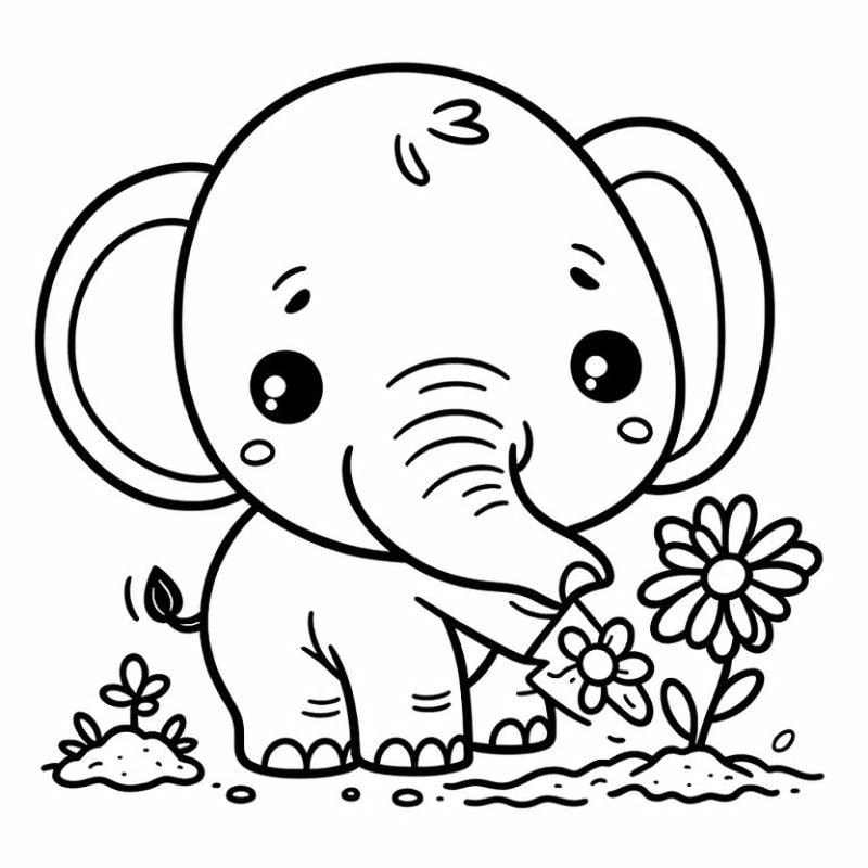 Tải nhanh loạt tranh tô màu hình con voi ngộ nghĩnh trong chủ đề tranh tô màu con voi