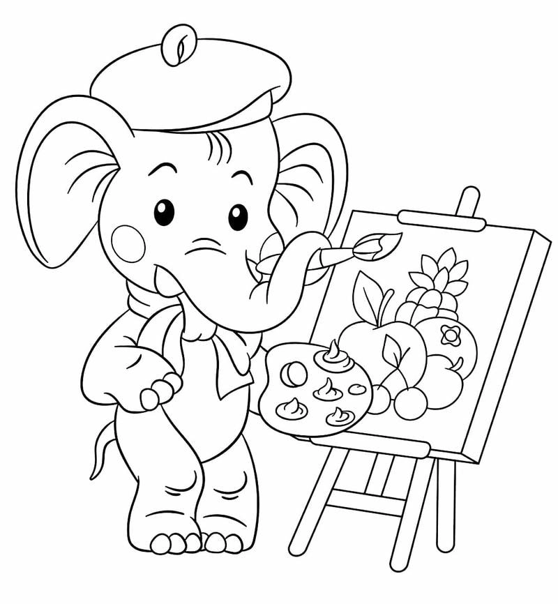Tải miễn phí bộ hình con voi tô màu thuộc chủ đề tranh tô màu con voi