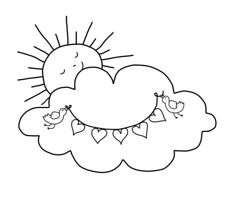 Tải miễn phí bộ hình tô màu đám mây siêu dễ thương cho bé