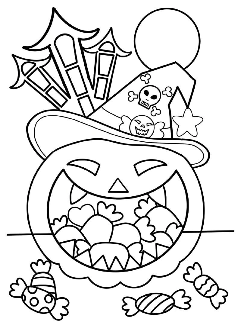 Tô ngay tranh tô màu halloween cute sinh động