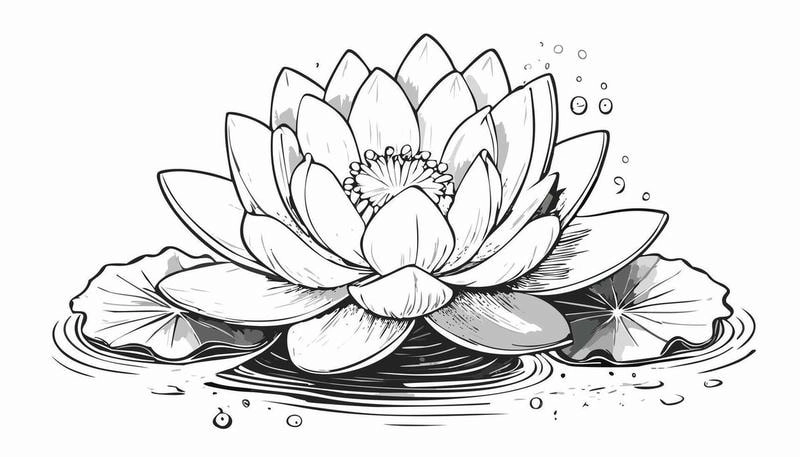 Mẫu tô màu hoa sen truyền thống đẹp mang tính nghệ thuật