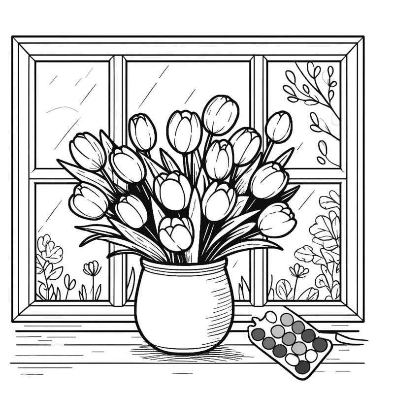 Tải ngay tranh tô màu hoa tulip cute hot nhất