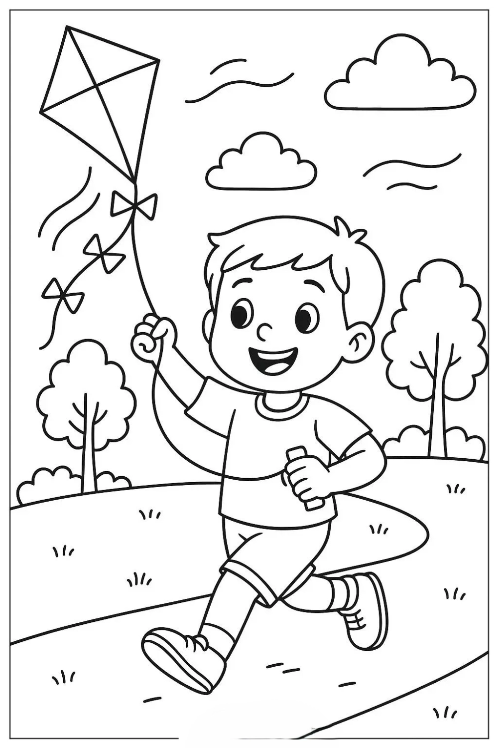 Truy tìm ký ức tuổi thơ với mùa hè tranh tô màu bé chơi thả diều