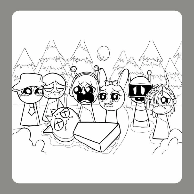 Coloring pages tô màu sprunki đa dạng mẫu tranh cho bé khám phá