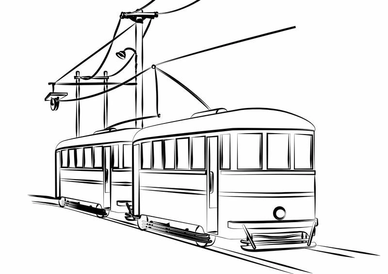 Cho bé vui học với tranh tô màu tàu điện siêu dễ thương