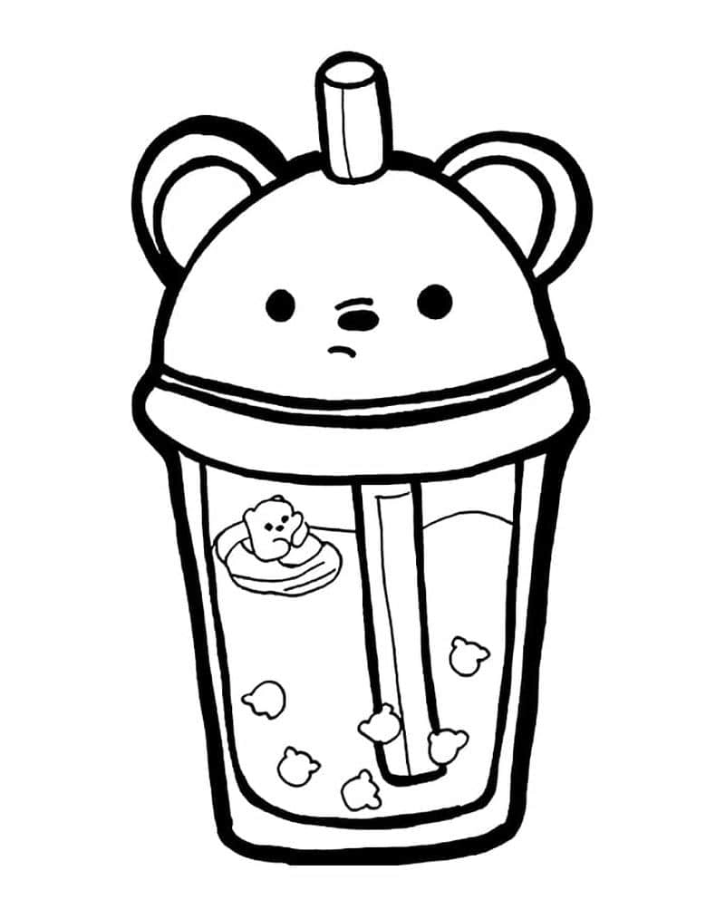 Tô màu hình vẽ ly trà sữa cute tạo hình sinh động trong tranh tô màu trà sữa