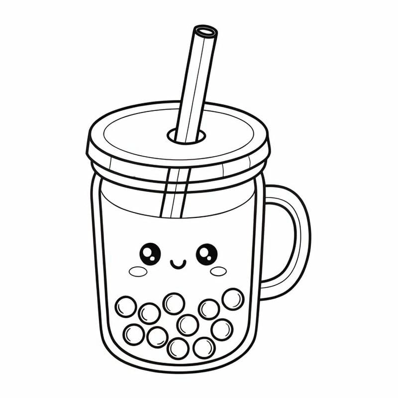 Tận hưởng niềm vui cùng tranh tranh tô màu trà sữa trân châu cute sắc nét và bắt mắt