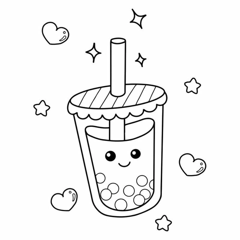 Tranh trà sữa sữa trân châu tranh tô màu cute giúp bé thỏa sức sáng tạo mỗi ngày