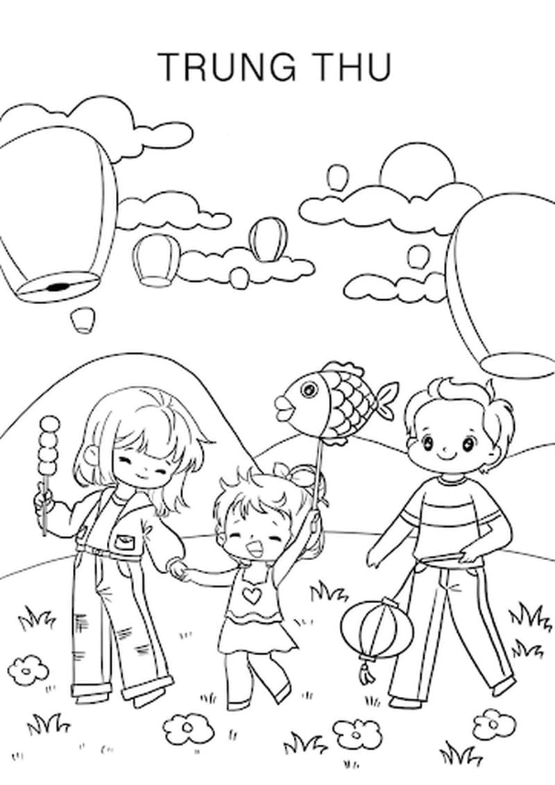 Bộ sưu tập tranh tô màu trung thu mầm non hấp dẫn