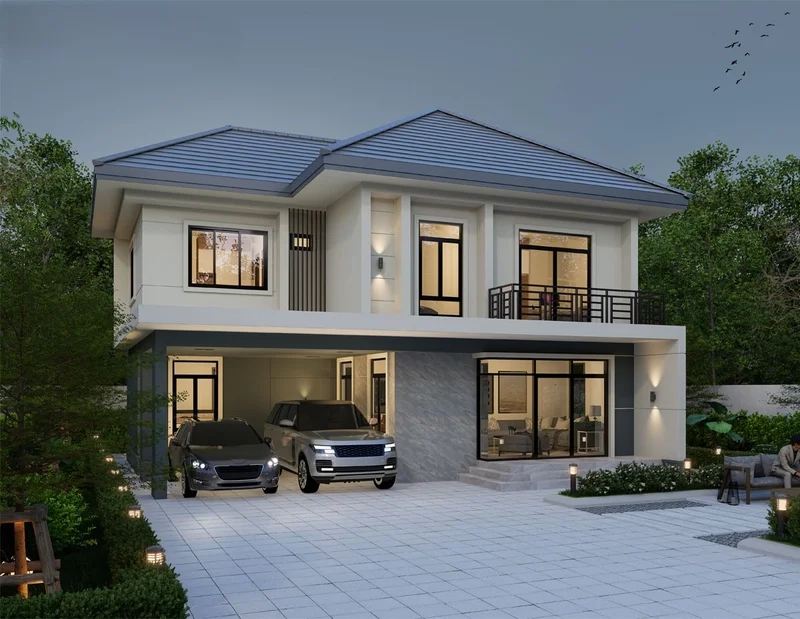 Lựa chọn mẫu nhà 2 tầng chữ l đẹp phong cách trẻ trung