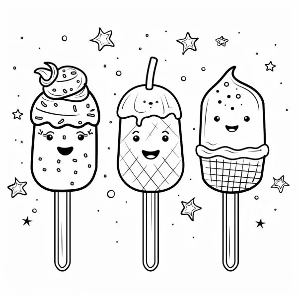 Tranh tô màu cây kem dễ thương cho bé thỏa sức sáng tạo