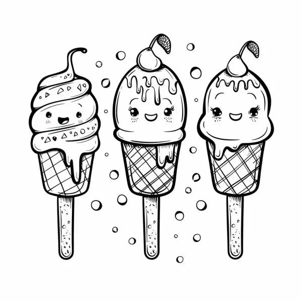 Bé thích thú với tranh tô màu kem ngọt ngào