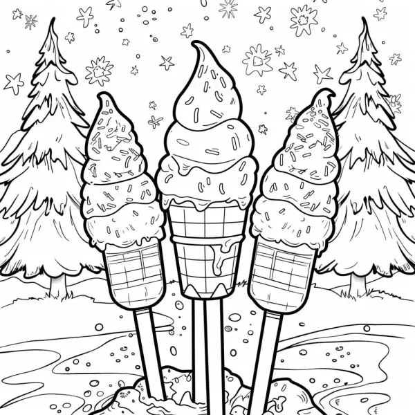 Sáng tạo dễ dàng cùng tranh tô màu cây kem đơn giản