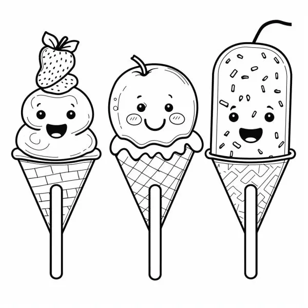 Hình ảnh dễ thương từ tranh tô màu kem que đẹp mắt