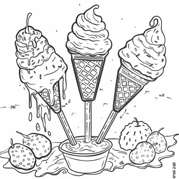 Trò chơi sáng tạo với tranh tô màu cây kem khổng lồ