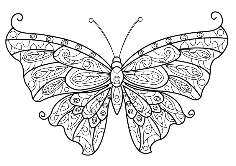 Bản in rõ nét cho bé với tranh tô màu con bướm đơn giản miễn phí