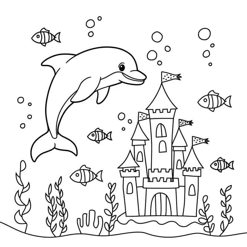 Trẻ học hỏi tự nhiên với tranh tô màu cá heo và cá