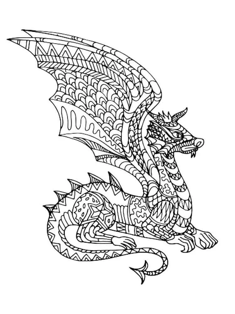 Cực ngầu với tranh tô màu rồng bay trên bầu trời