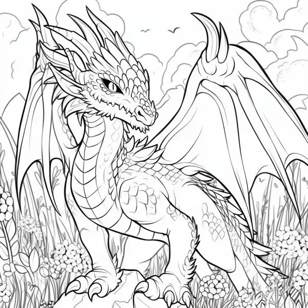 Bé trai mê mẩn tranh tô màu rồng phun lửa