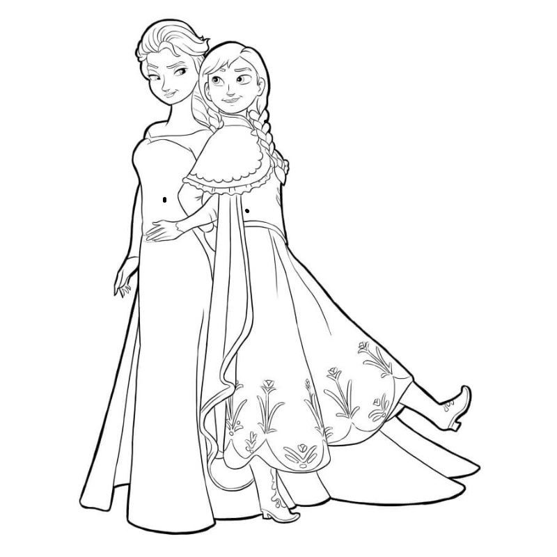 Bé gái mê say với tranh tô màu công chúa Anna và Elsa