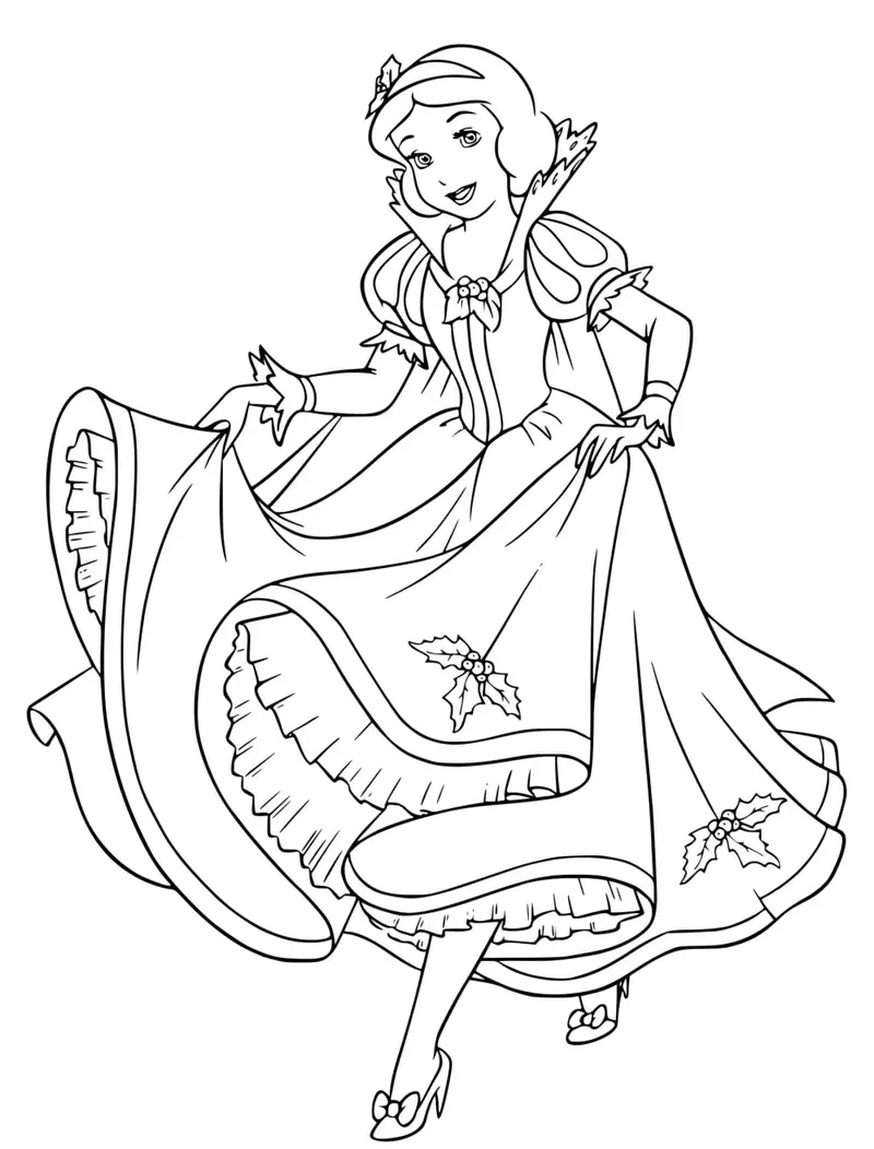 Tranh tô màu công chúa Bạch Tuyết đáng yêu cho bé tập tô