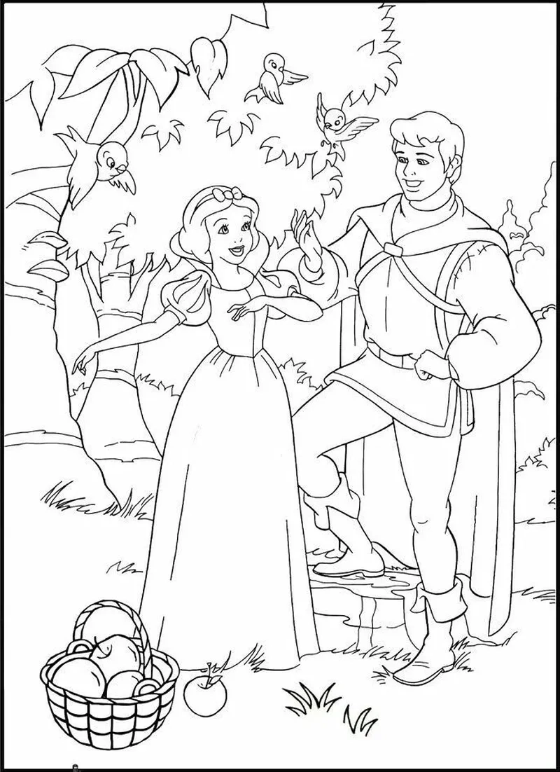 Tải ngay tranh tô màu công chúa bạch tuyết đẹp nhất dành cho bé gái