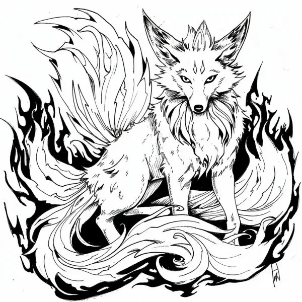 Bộ ảnh tô màu anime hồ ly giúp bé vừa học vừa chơi