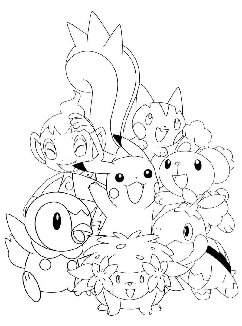 Dễ thương hết nấc với tranh tô màu Pikachu