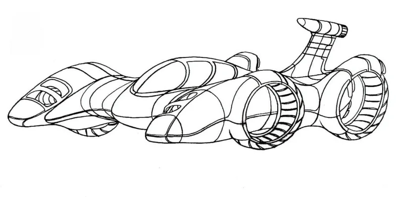 Hình tô màu ô tô bay đơn giản cho bé tập vẽ