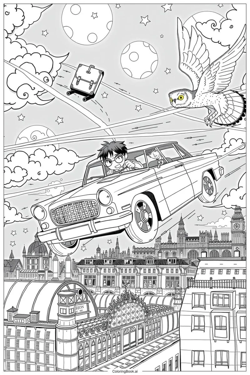 Tranh tô màu ô tô bay vui nhộn giúp bé học