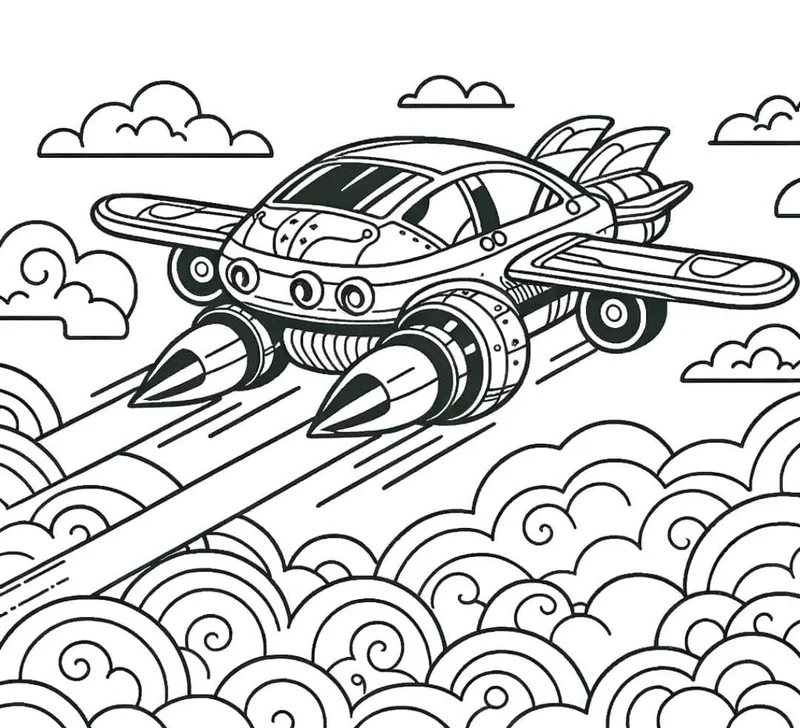Tô màu ô tô bay sáng tạo kích thích trí não