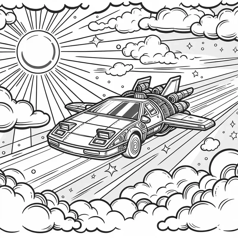 Tranh tô màu ô tô bay ngộ nghĩnh mang niềm vui bất tận
