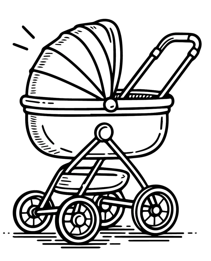 Tranh tô màu xe đẩy em bé mini rất ngộ nghĩnh