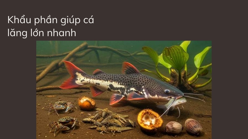 Chế độ dinh dưỡng giúp cá lăng đuôi đỏ lớn nhanh