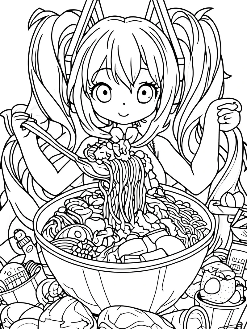 Tuyển tập tranh tô màu Miku Hatsune cute khiến fan Vocaloid thích mê