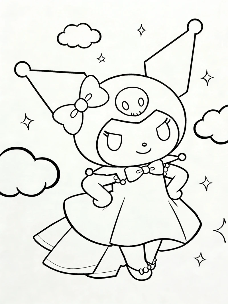 Tải ngay bộ hình tô màu Kuromi cực hot cho bé tập tô mỗi ngày