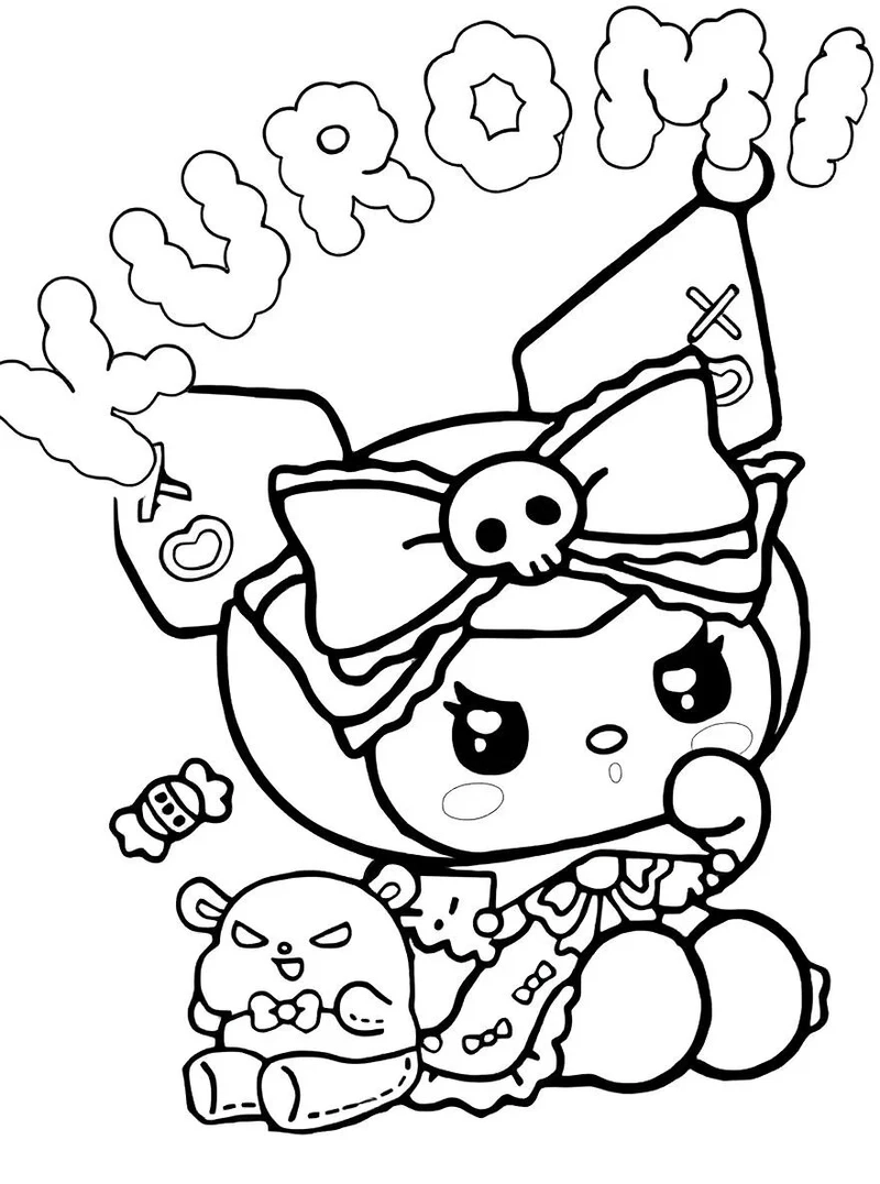 Ngắm nhìn bộ tranh tô màu Kuromi chibi siêu đáng yêu cho fan Sanrio