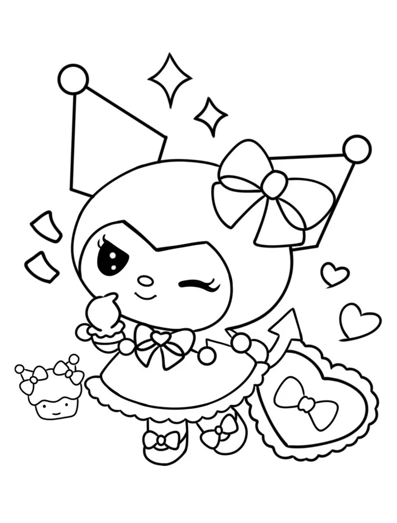 Bộ tranh tô màu Kuromi đẹp đang được nhiều bé yêu thích
