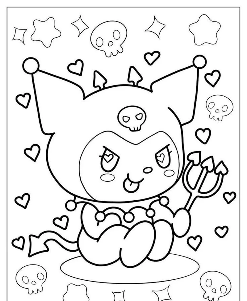 Học vẽ cực dễ với tranh tô màu Kuromi dễ vẽ dành cho bé mới bắt đầu