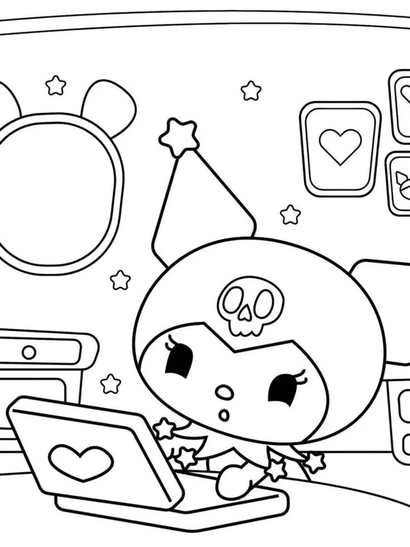 Cực vui với bộ tranh tô màu Kuromi vui nhộn cho bé giải trí mỗi ngày